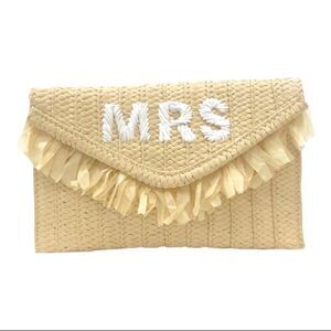 New in bag beyond the beach BTB MRS straw clutch purse for the new bride